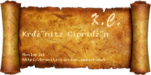 Kránitz Ciprián névjegykártya